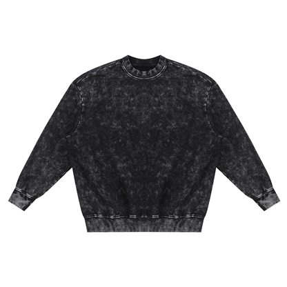 Snow,Washed,Unisex,Long-Sleeve,Sweatshirt