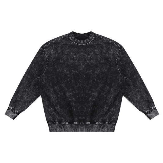Snow,Washed,Unisex,Long-Sleeve,Sweatshirt