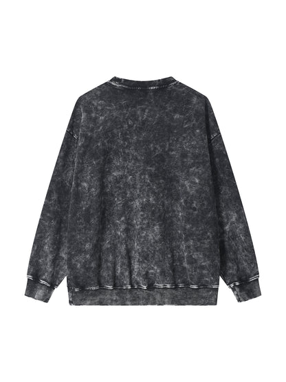 Snow,Washed,Unisex,Long-Sleeve,Sweatshirt