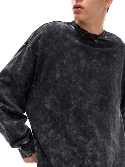 Snow,Washed,Unisex,Long-Sleeve,Sweatshirt